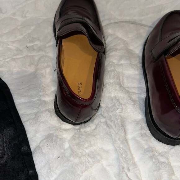 Express Men\'s Burgundy Genuine Leather Penny Loafers